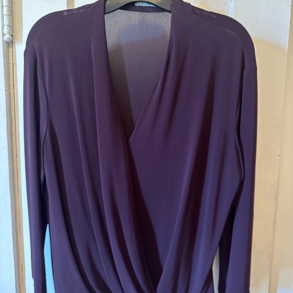 MM LaFleur Plum Drape Top Large